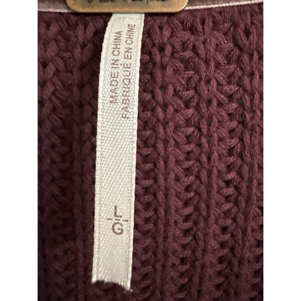 Free People Damsel V-Neck Sweater Bell Sleeve Maroon Knit Boho Hippie Women's L